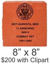 Blackstone Veterans Memorial Brick Program - 8x8 brick sample with clipart